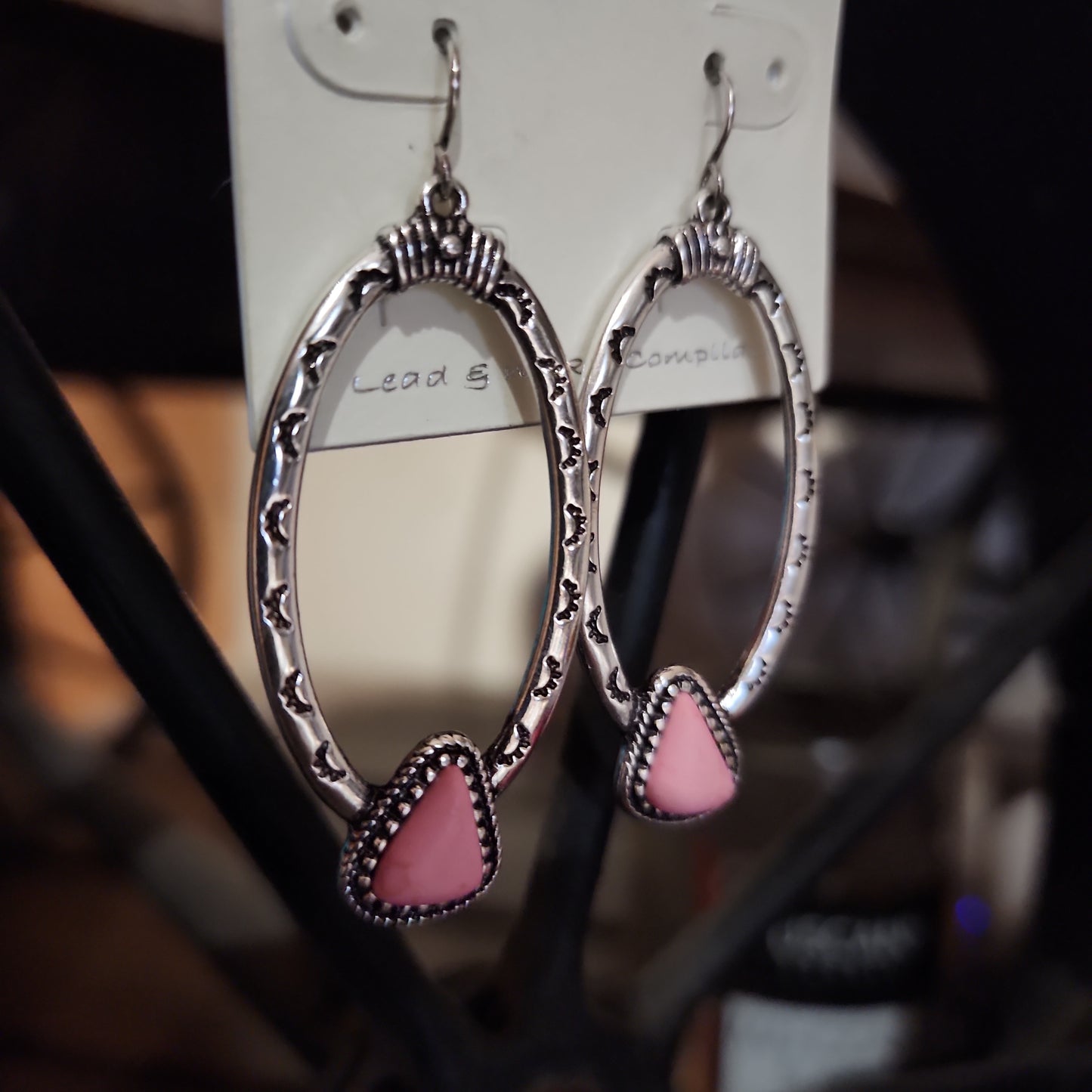 Viola Pink Skagway Silvertone Oval Earrings