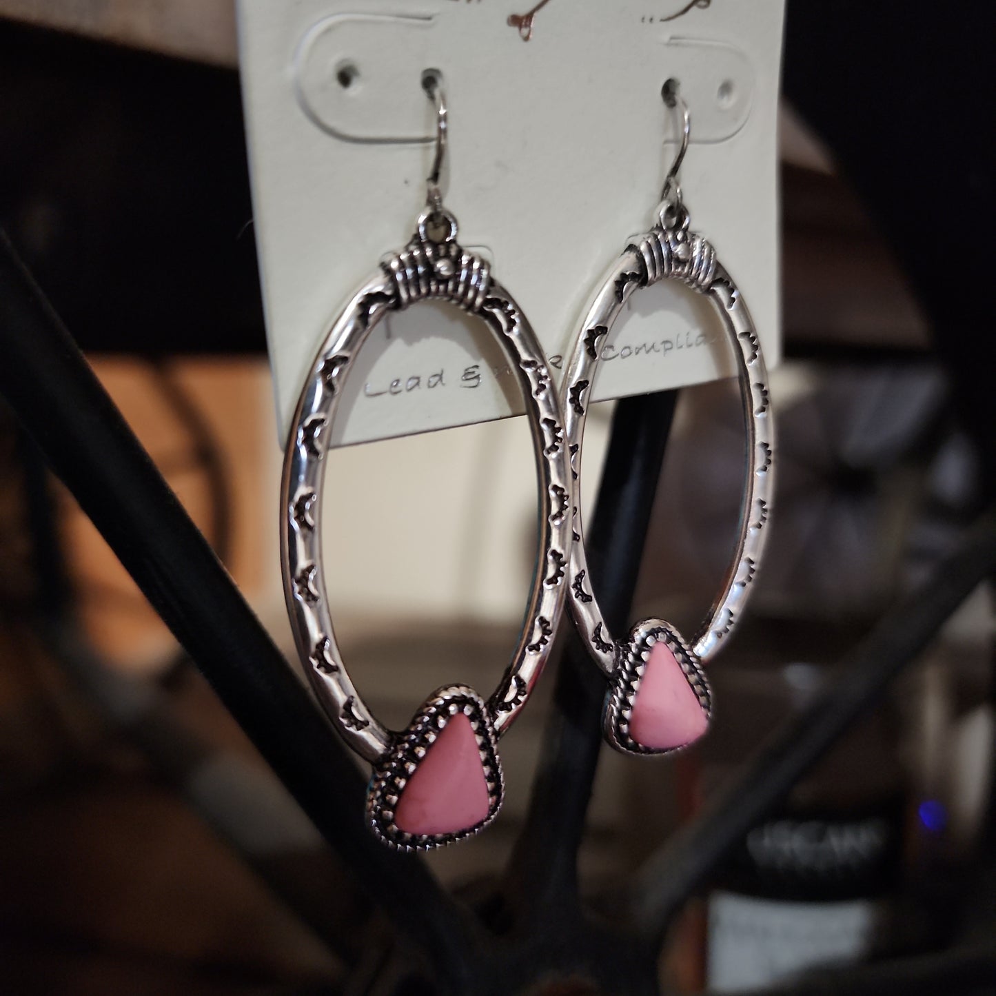 Viola Pink Skagway Silvertone Oval Earrings
