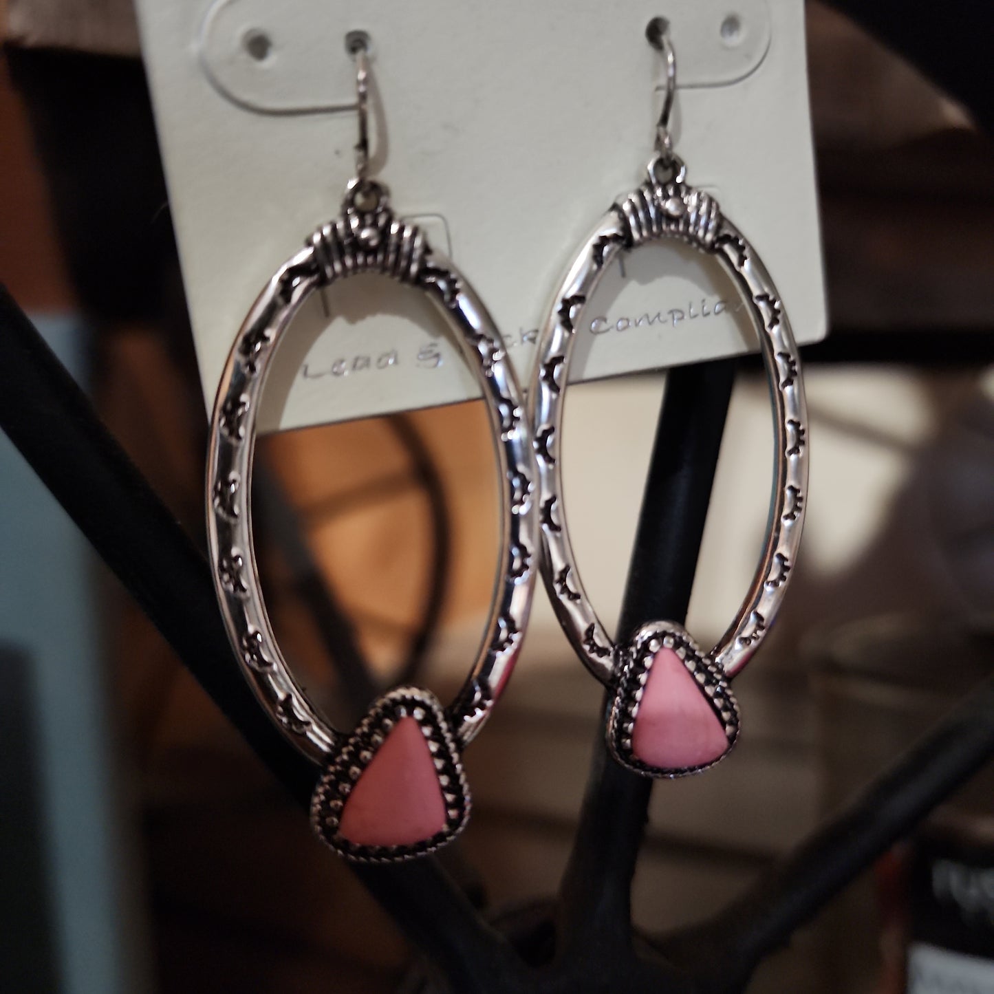 Viola Pink Skagway Silvertone Oval Earrings