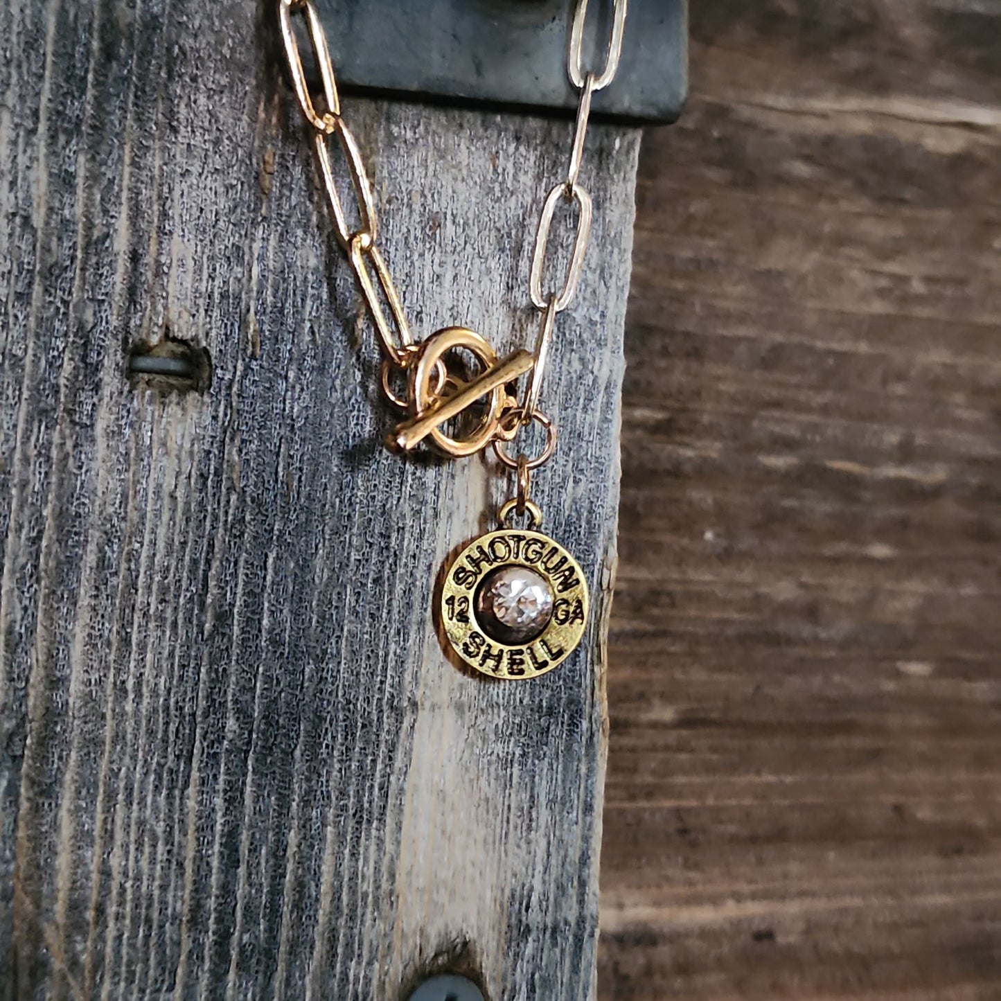 Crystal Avenue Shotgun Shell Chain Toggle Bracelet