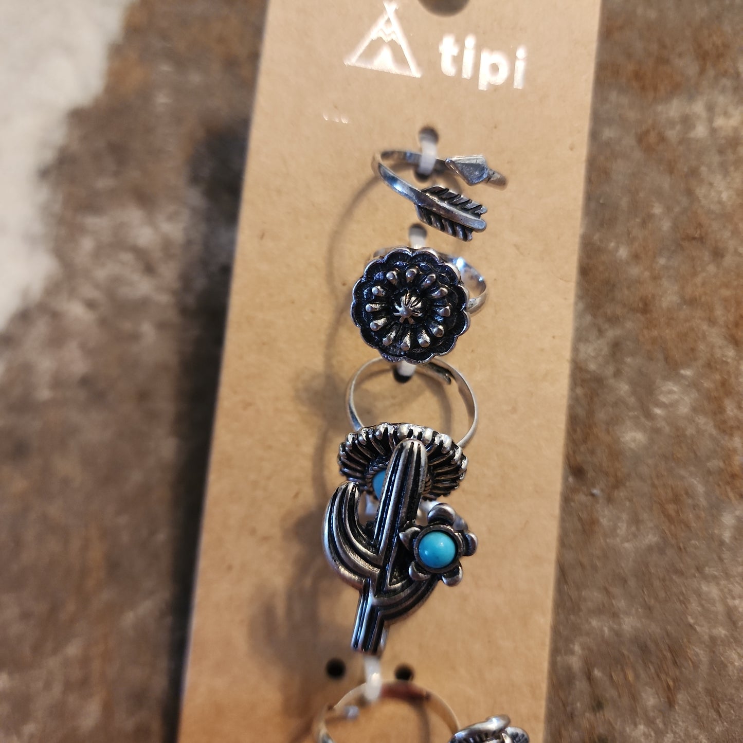 Turquoise Baca Silverstone 5 piece Ring set