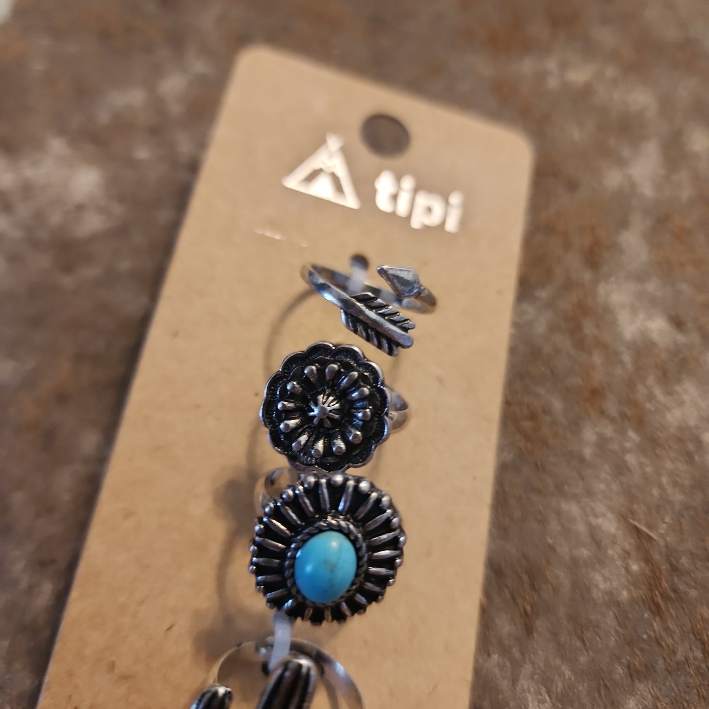 Turquoise Baca Silverstone 5 piece Ring set