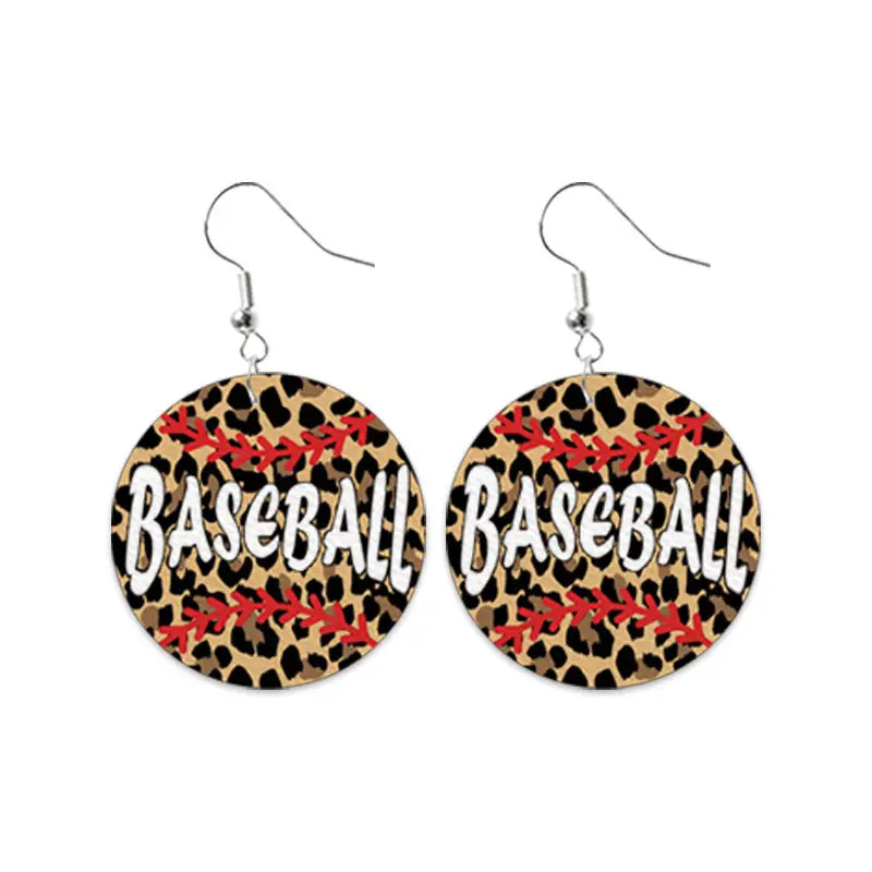 "Baseball" Leopard Faux Leather earrings