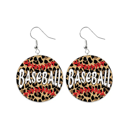 "Baseball" Leopard Faux Leather earrings