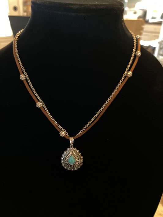 The Outlaw Turquoise and Leather necklace