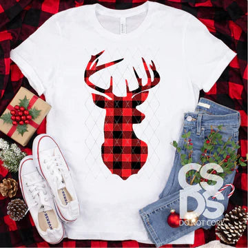 Red Black Plaid Buck Screen Print