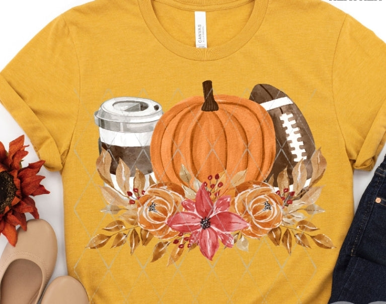 Football, pumpkin, latte