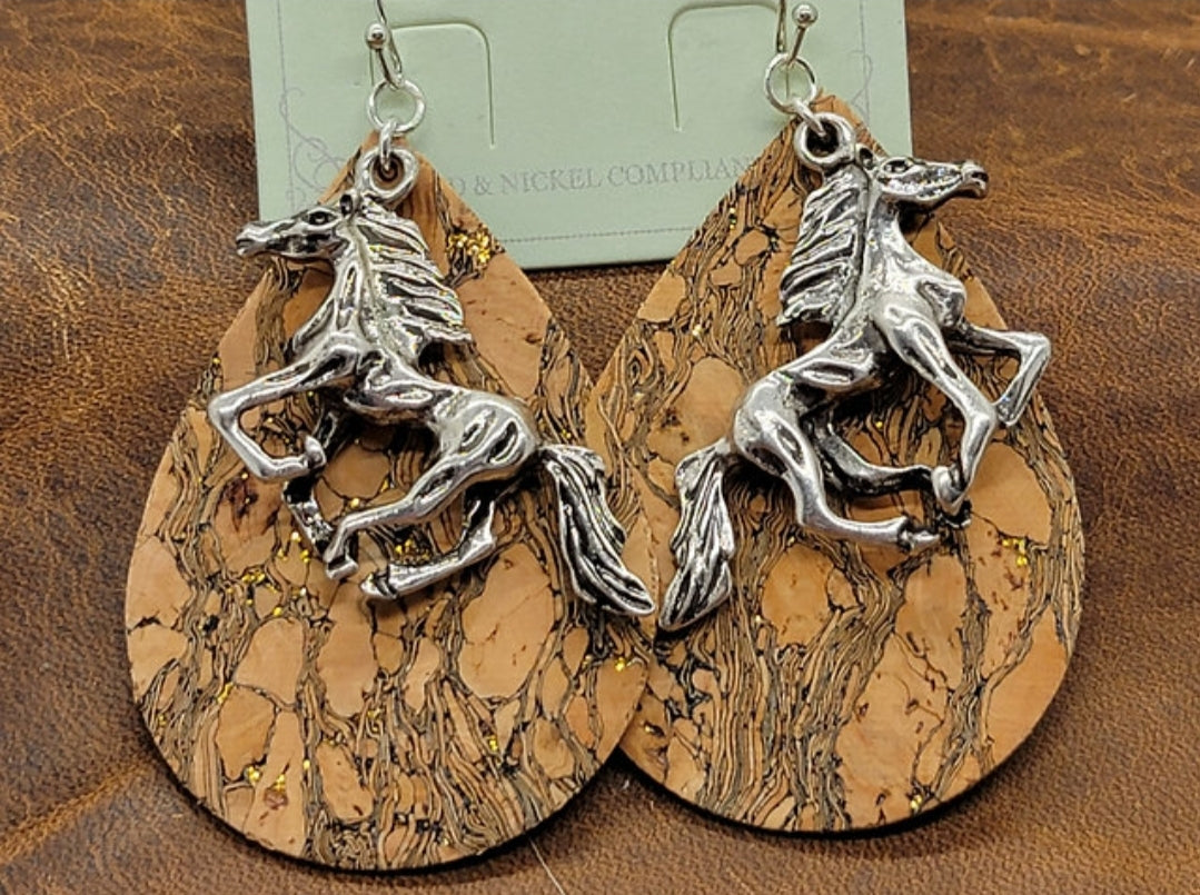 Teardrop Cork Wood Earrings