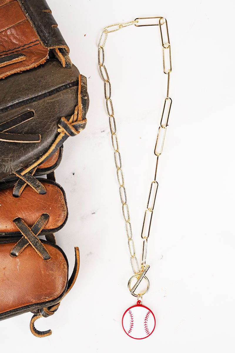 "Out of the Park" baseball necklace