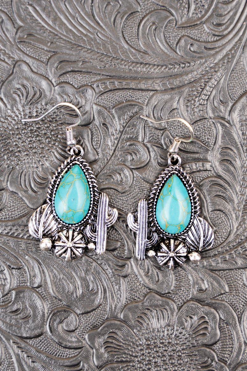 HARTSTOWN TURQUOISE SILVERTONE EARRINGS
