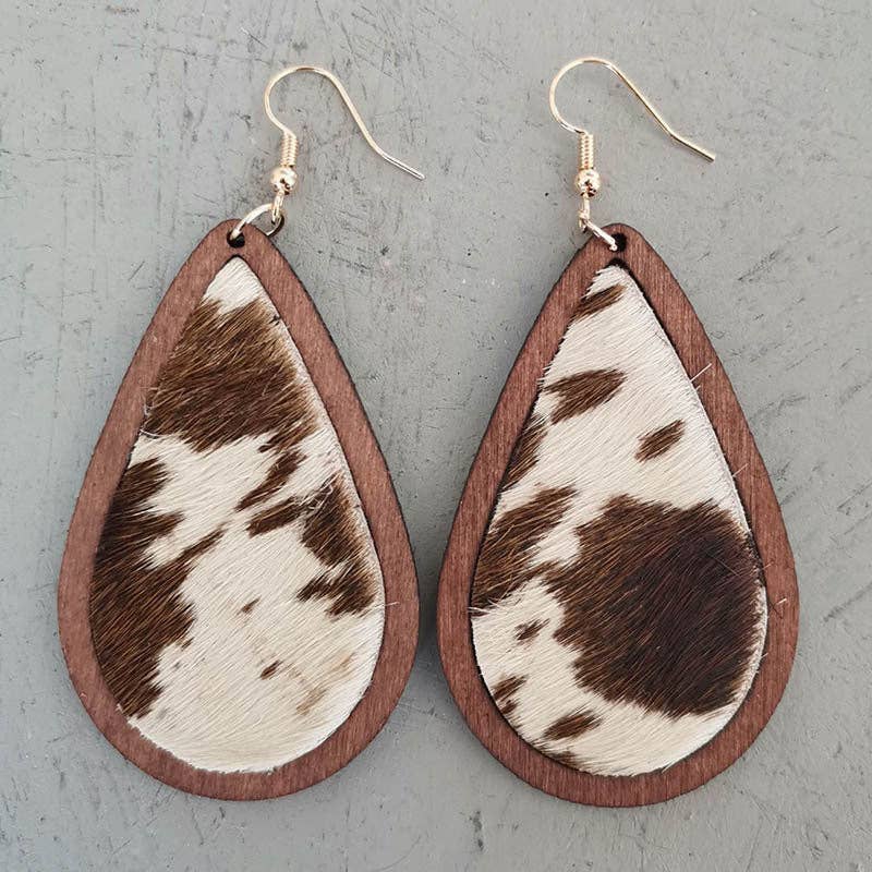 Cowhide Wood earrings