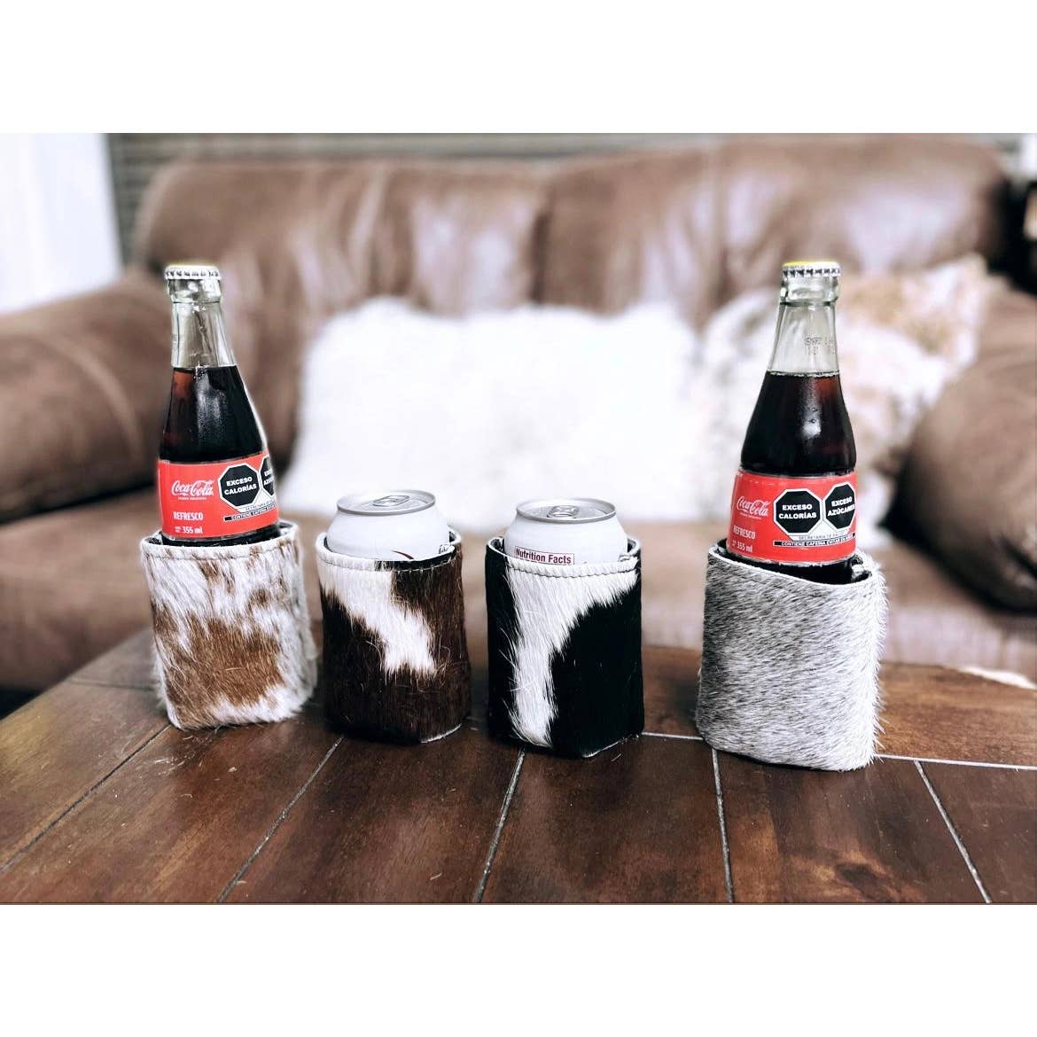 Cowhide koozies