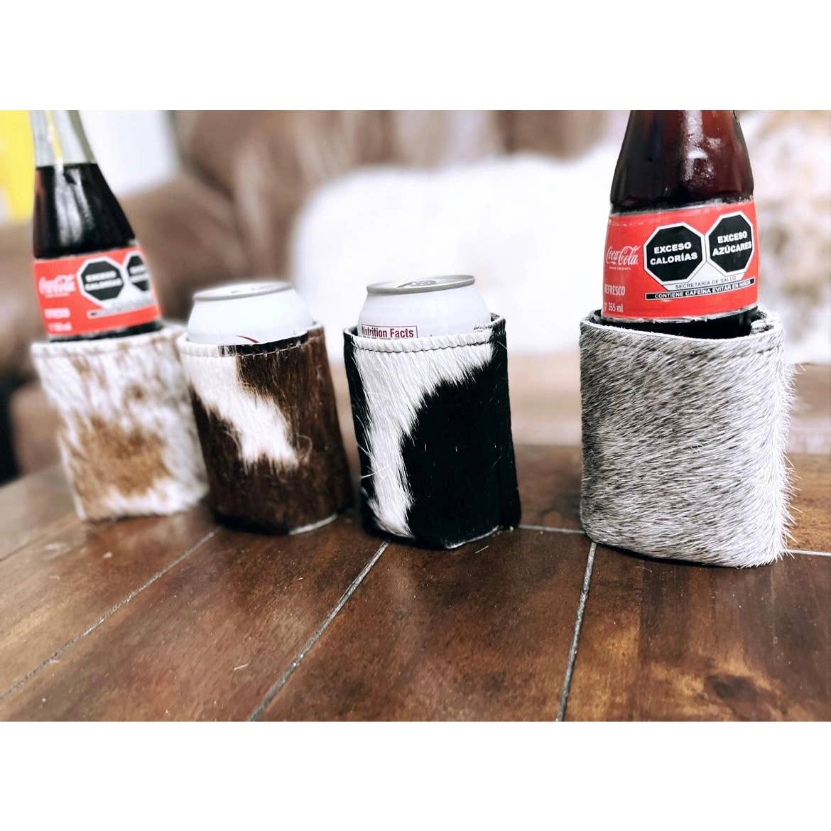 Cowhide koozies