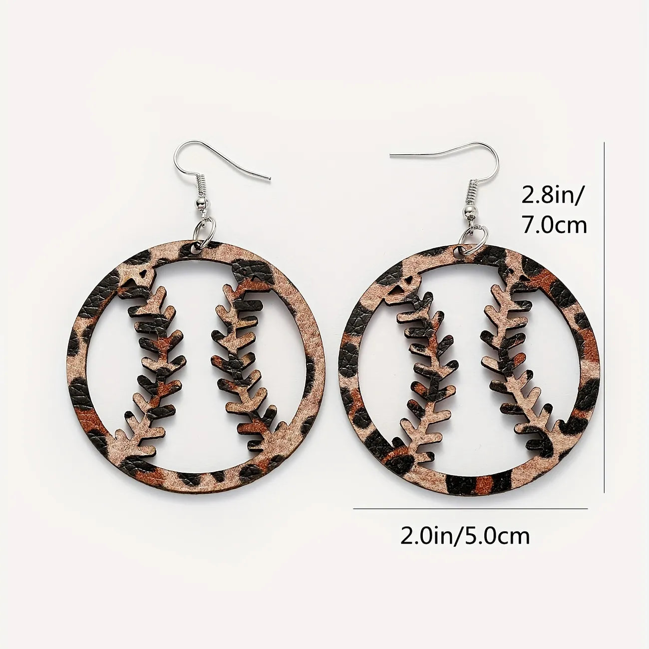 Baseball leaopard rubber earrings