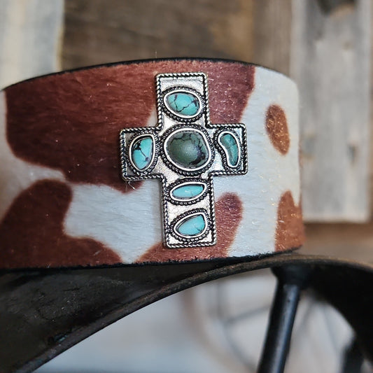 Crawford Cross Brown Cowhide Cuff Bracelet