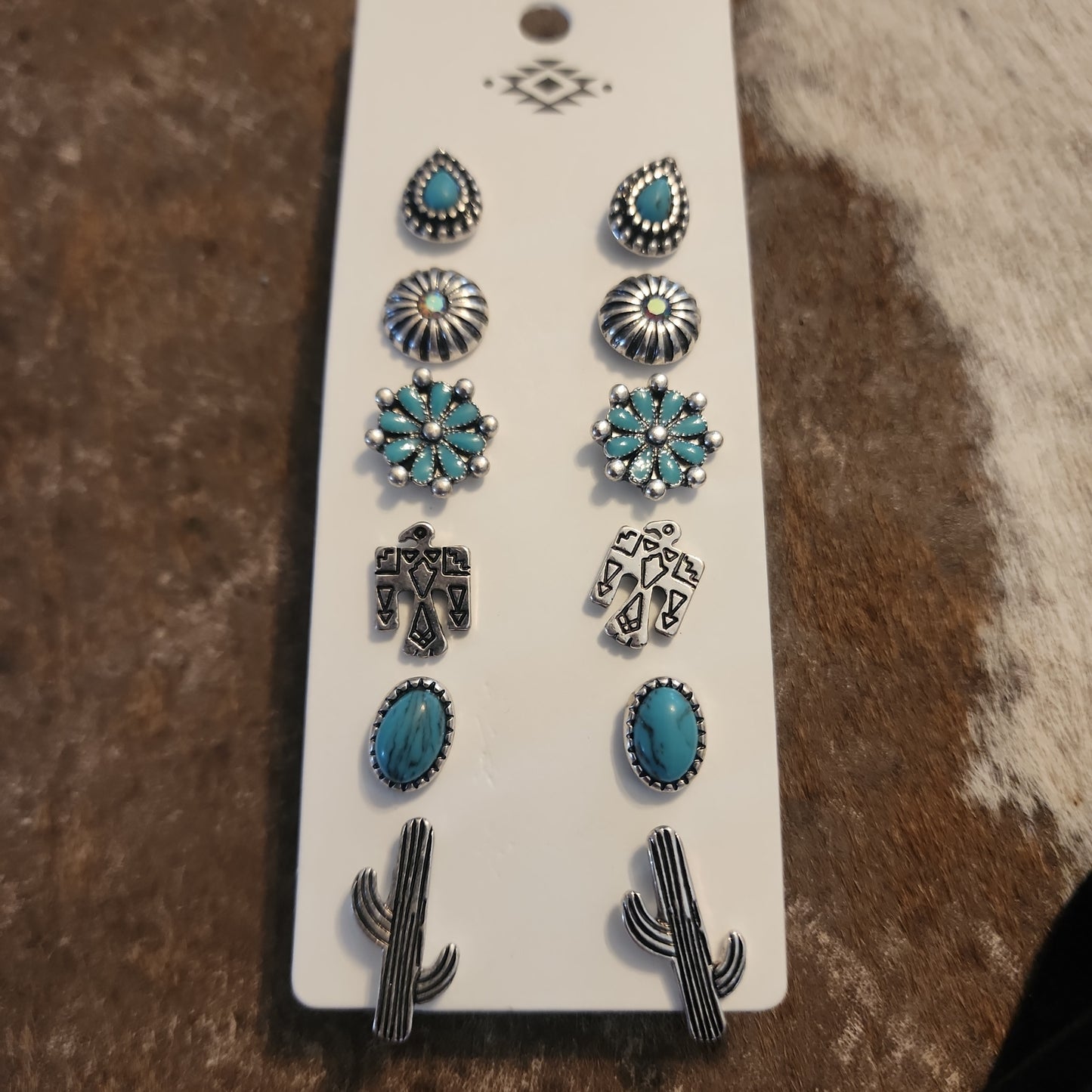 Turquoise Johona earrings 6 pair set