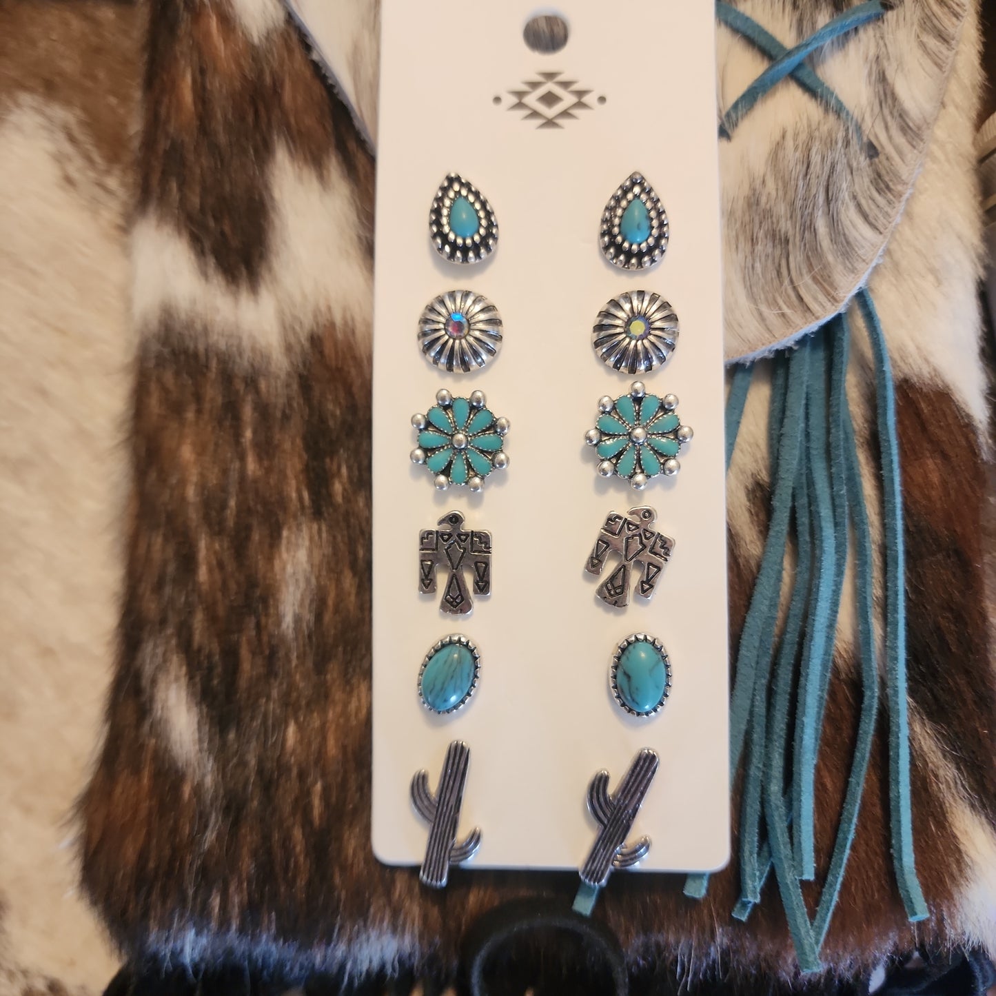 Turquoise Johona earrings 6 pair set