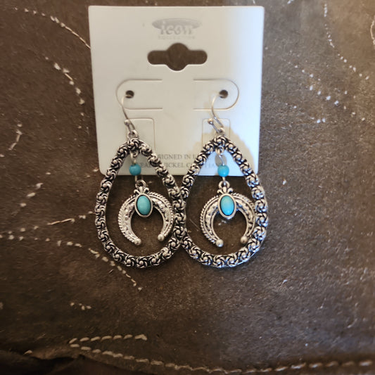 Crypretty Turquoise and Silver Teardrop Earring