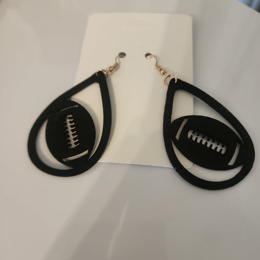 Black Felt Football Cut out Earring