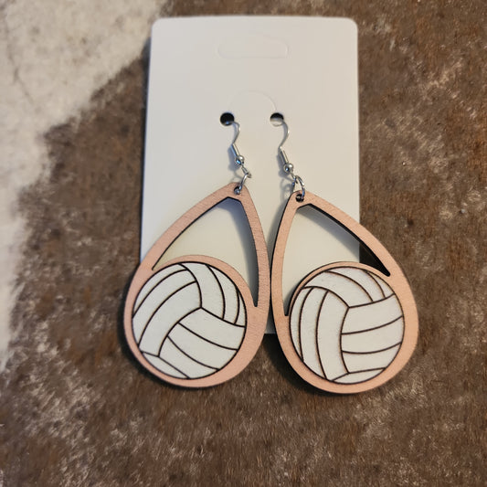 Wooden Sport Mom Earrings