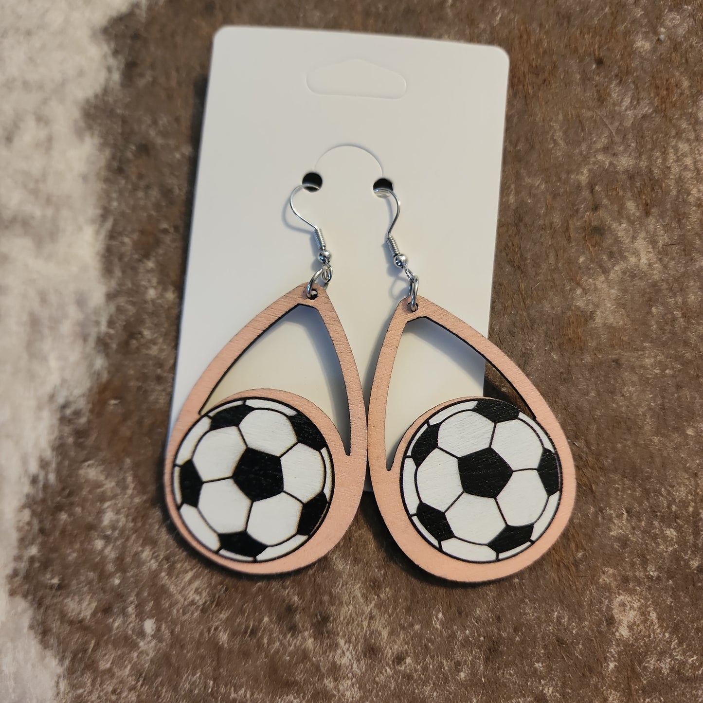 Wooden Sport Mom Earrings