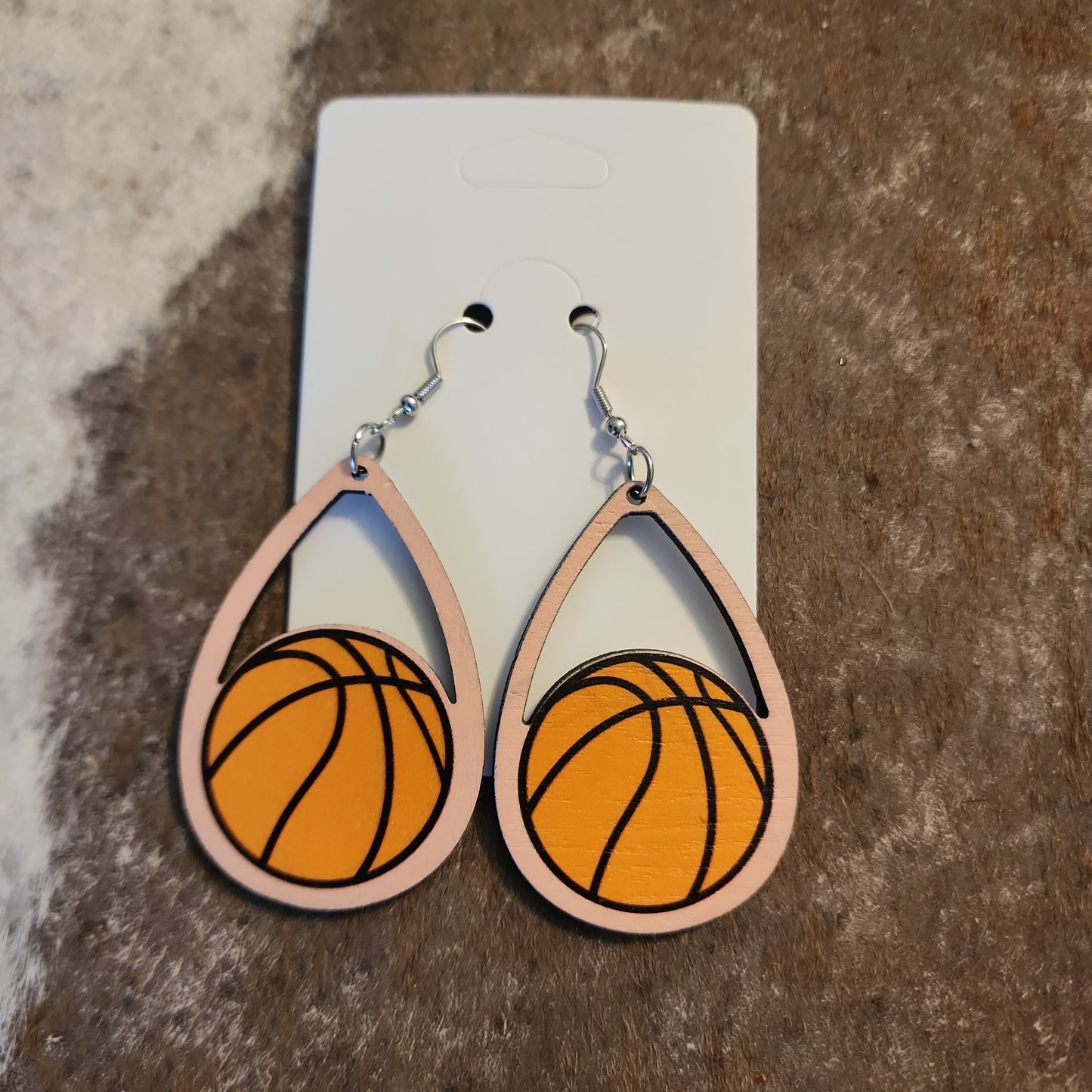 Wooden Sport Mom Earrings