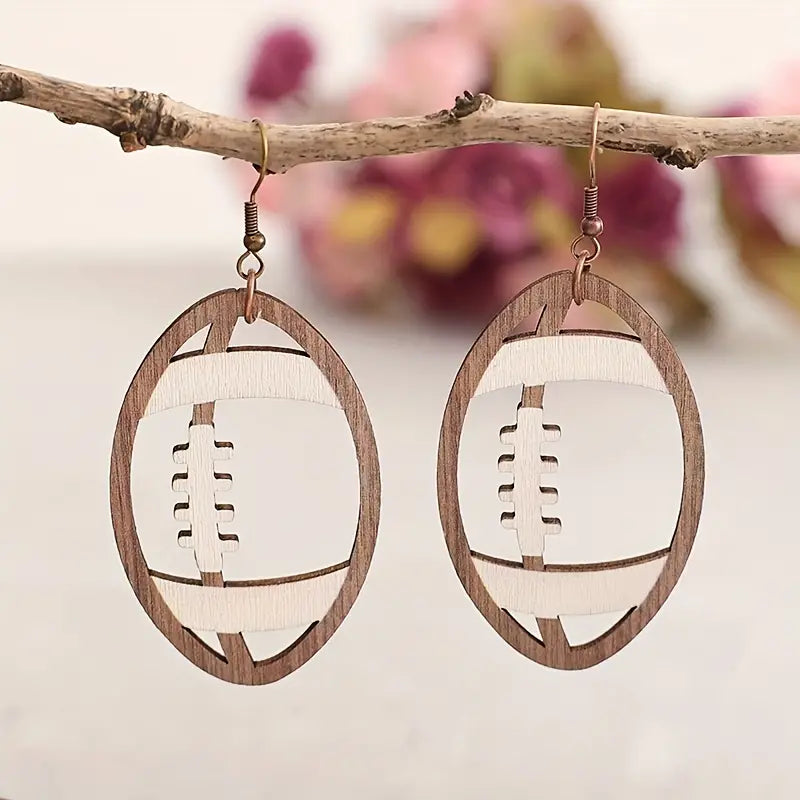 Football Cutout Wood Earrings