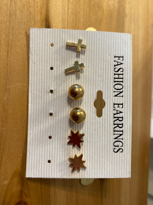 Golden Trio 3pc Stud Earrings