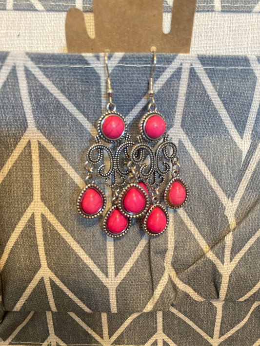 Pink Chandelier Dangle Earrings