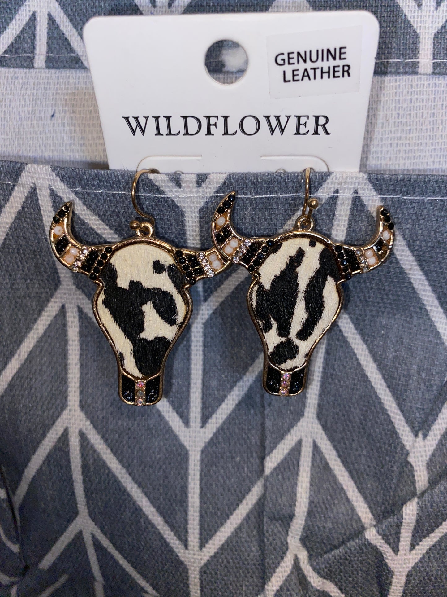 Beaded Cowhide “Bull” Earrings