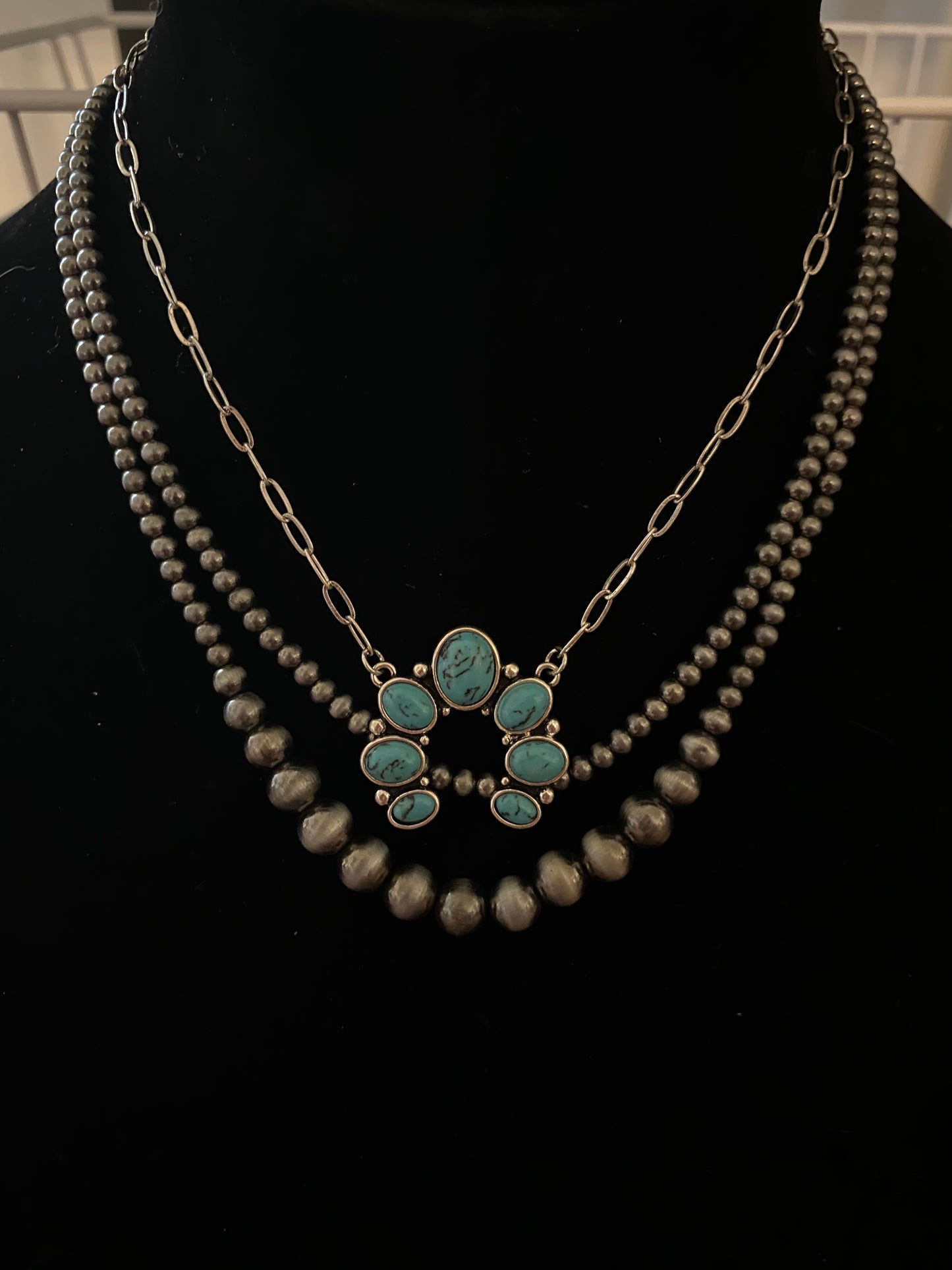 Turquoise within the Night 3 Tier Necklace