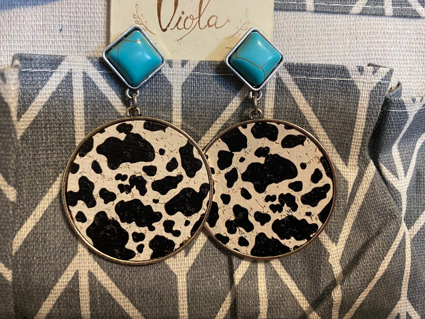 The Painted Cow and Turquoise Earrings