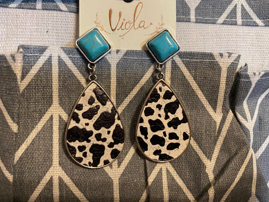 The Painted Cow and Turquoise Earrings