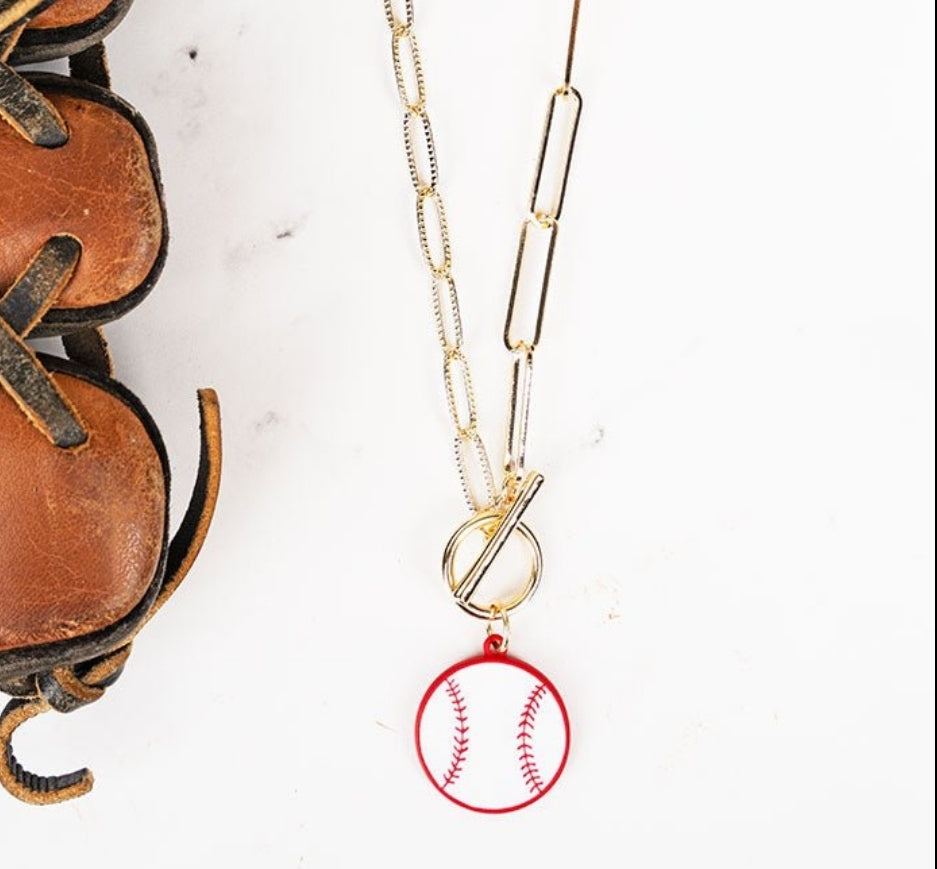 "Out of the Park" baseball necklace