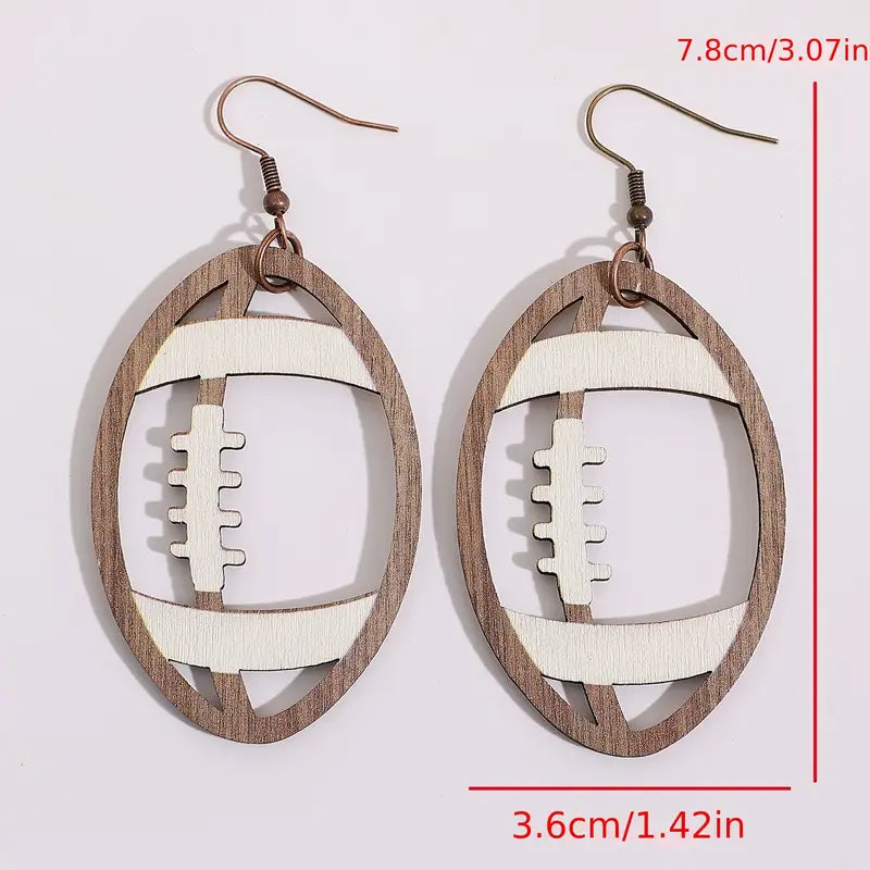 Football Cutout Wood Earrings