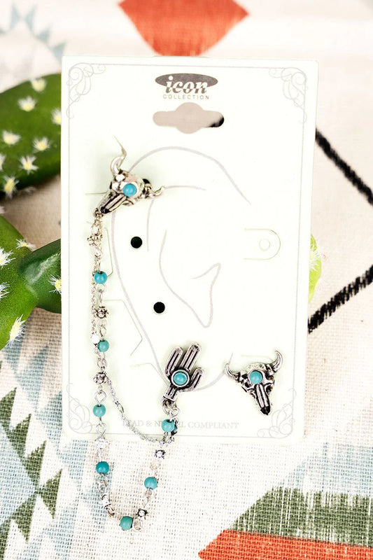 Turquoise Steer Mismatched Earring Set