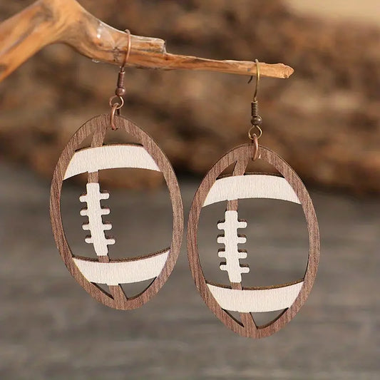 Football Cutout Wood Earrings