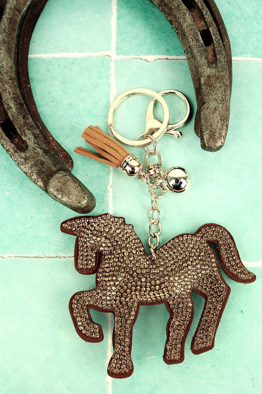 Crystal Encrusted Brown Horse Key Chain ( Crystal Avenue )