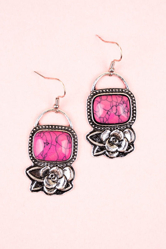 ROSELAND PINK SILVERTONE EARRINGS