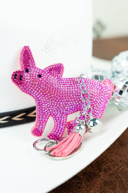 Crystal Encrusted Pink Pig Keychain (Crystal Avenue)