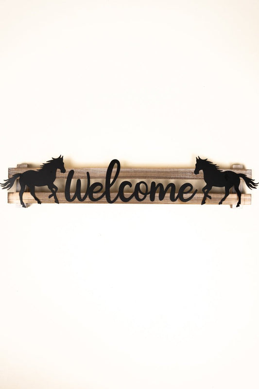 Horsin' around "Welcome" sign