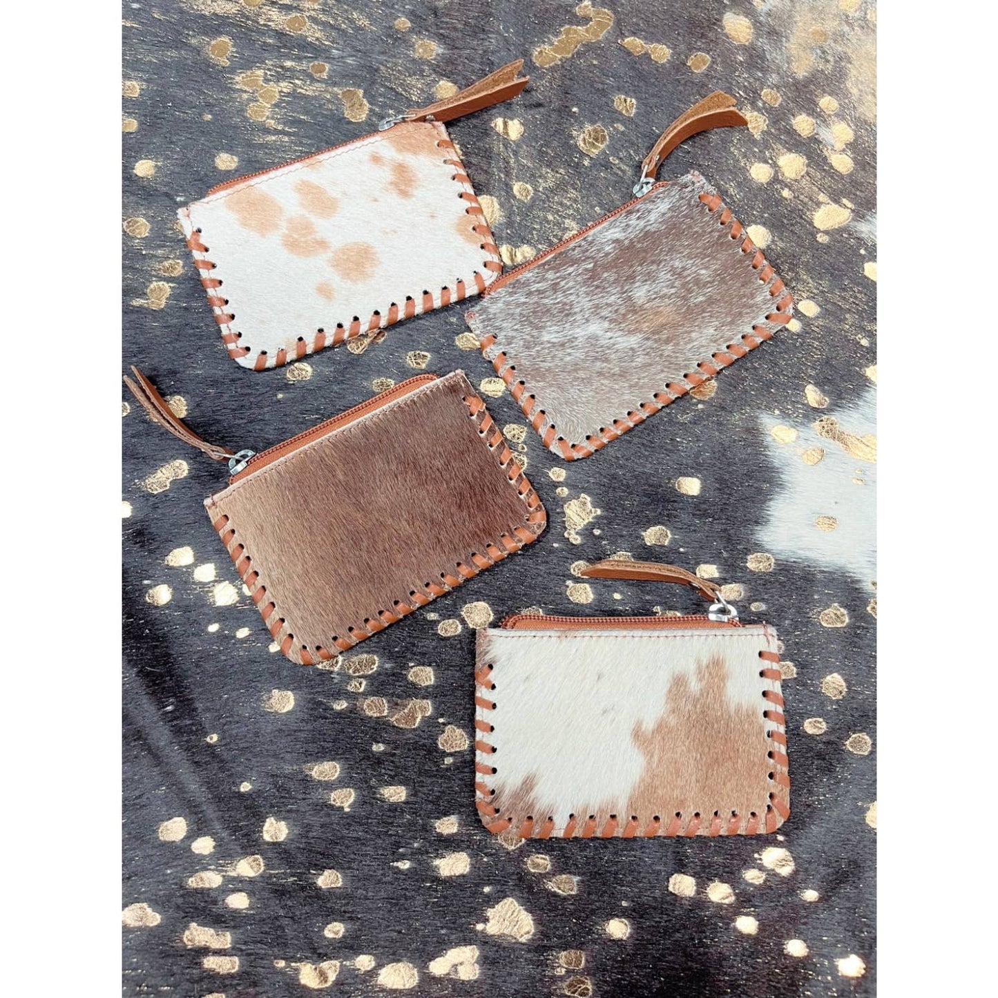 Tooled Cowhide coin pouch