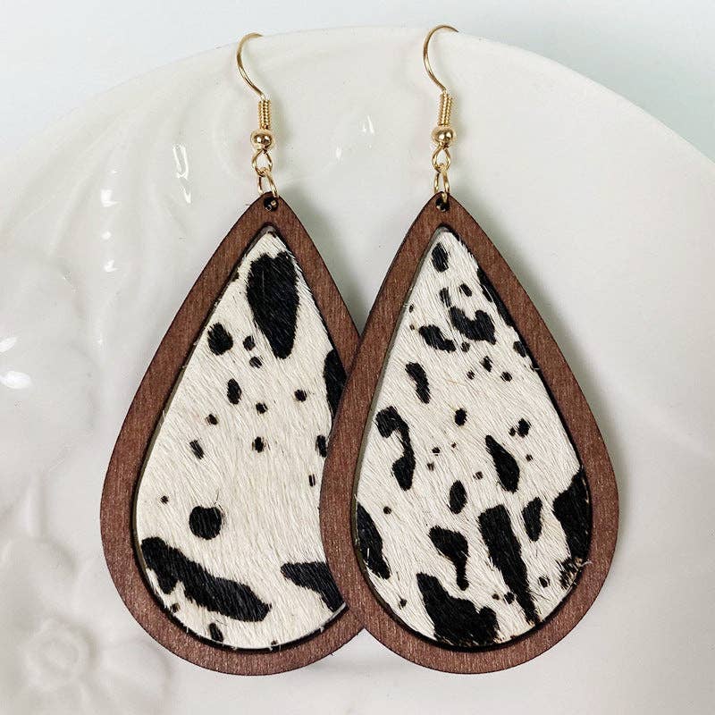 Cowhide Wood earrings