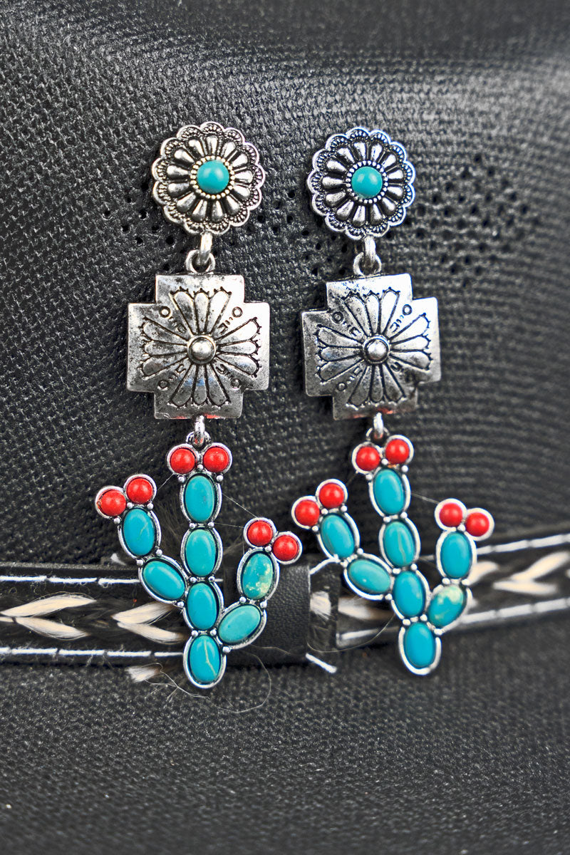 Collins Turquoise Cactus Drop earrings