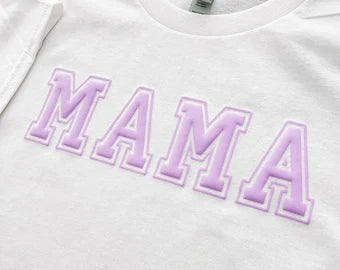 Mama All White Puff Print T-Shirt | Puff Vinyl